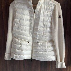 Moncler Padded Wool Cardigan - White (Size Small)